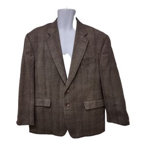 Vintage Ralph Lauren Lambs Wool Suit Jacket Blazer Herringbone Pattern Tan 44 S